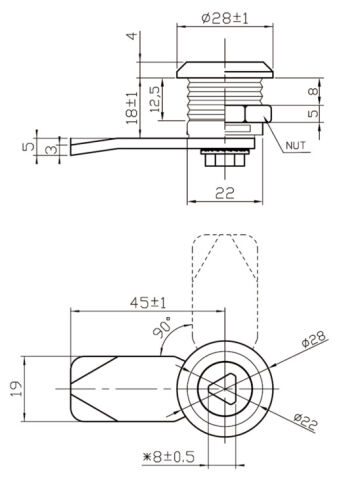 Häfele Şaft Kapağı Kilidi Üçgen Anahtar Tipli 28 mm Altıgen Somunla 235.18.210