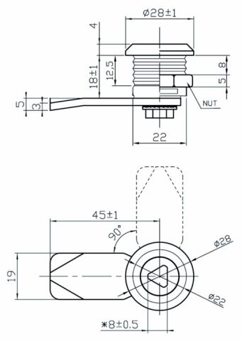 Häfele Şaft Kapağı Kilidi Üçgen Anahtar Tipli 28 mm Altıgen Somunla 235.18.220