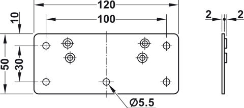 Häfele Menteşe tabanı - Gri 20 mm yan panel 365.13.603