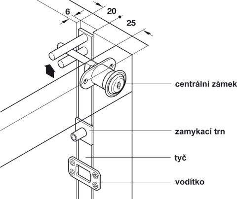 Häfele Symo LA Merkezi kilitleme çubuğu FM 600 mm Ham 237.10.002