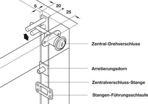 Häfele Symo LA Merkezi kilitleme çubuğu FM 600 mm Ham 237.10.002