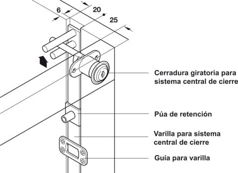 Häfele Symo LA Merkezi kilitleme çubuğu FM 600 mm Ham 237.10.002