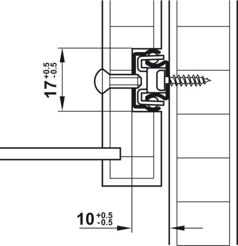 Häfele Bilyalı Ray 17 / 10 Ray Yüksekliği: 17 mm Tek 246 mm Çinko kaplama 10 kg 450.25.425