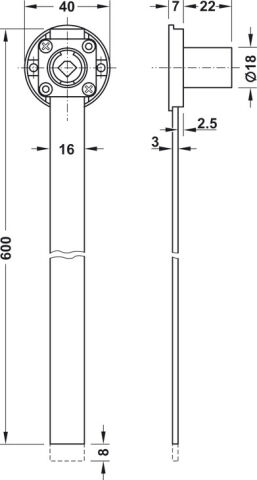 Häfele Symo EC Merkezi kilit sistemi kilitleme çubuğu 18 mm 600 mm Kilit: Nikel kaplama 237.48.600