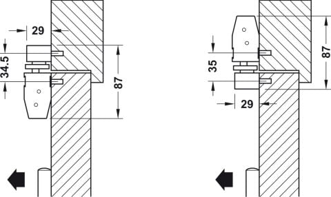 Hafele Üst kapı kapatıcı, Startec DCL 84, kılavuz raylı