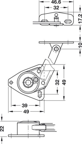 Häfele Kalkar kapak mafsallı ahşap kapaklar 300–450 mm ≤2,85 kg 170 mm sağ 365.31.610