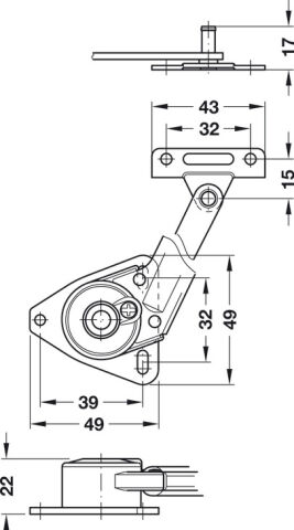 Häfele Kalkar kapak mafsallı ahşap kapaklar 300–450 mm ≤2,85 kg 170 mm sol 365.31.621