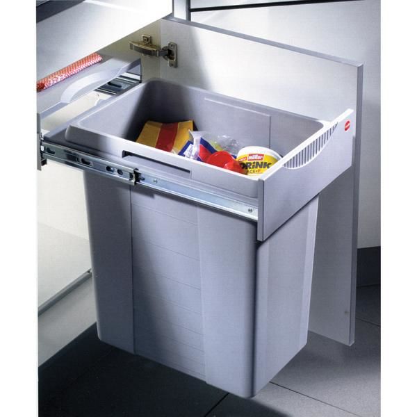 Hafele EASY CARGO Raylı Çöp Kutusu Gri 1x42lt