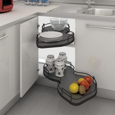 Hafele LUCCA Köşe Kiler Sistemi Seti Siyah Sol 60cm