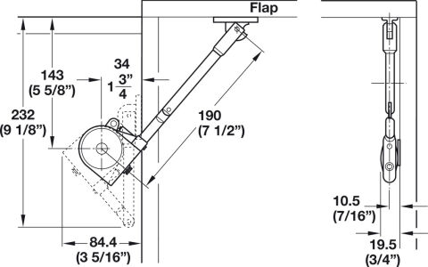 Häfele Kalkar kapak mafsallı ahşap kapaklar için 300–900 mm 4 kg 190 mm 365.31.700