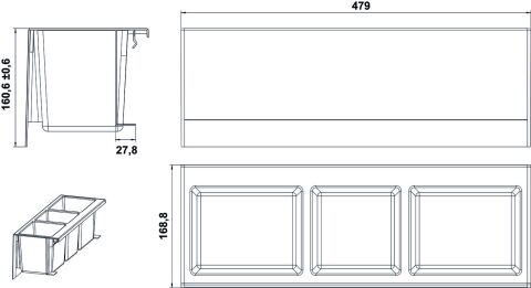 Häfele One2Four/One2Five çöp kutusu sistemleri için Kapak 502.87.140