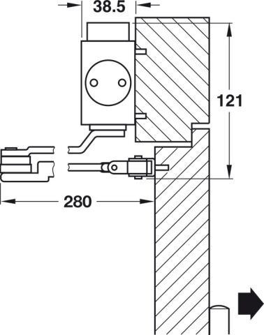 Hafele Üst kapı kapatıcı, DCL 51, standart kol montajlı