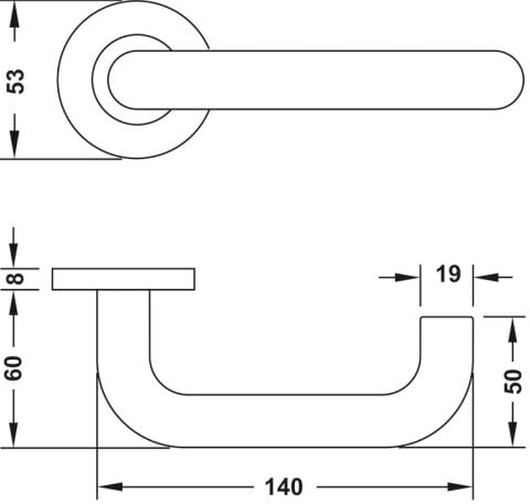 Häfele ROLAND-M Kapı Kolu Kilitleme Rozetsiz Paslanmaz 53 mm Paslanmaz çelik renkli Mat 903.23.260
