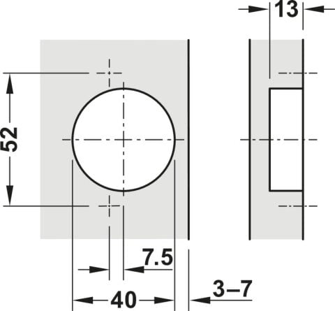 Gizli menteşe, Hafele Metalla 310 A/SM 95°, tam bini