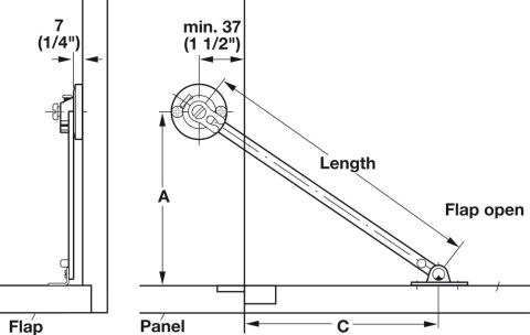 Häfele Kalkar kapak fren mekanizmalı ahşap kapaklar ≥190 mm 225 mm 226 mm 365.75.710