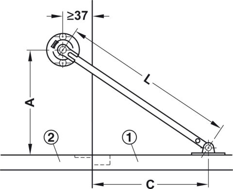 Häfele Kalkar kapak fren mekanizmalı ahşap kapaklar ≥190 mm 225 mm 226 mm 365.75.710