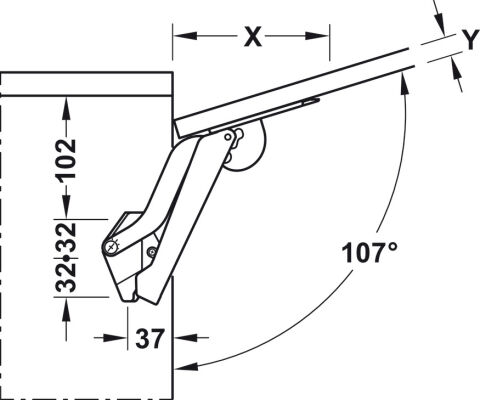 Häfele Free space 1.11 - Kalkar kapak makası D 225–650 mm 372.27.352