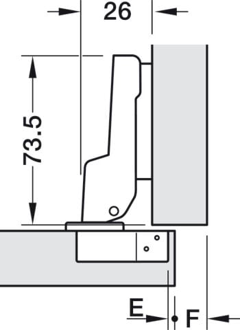 Gizli menteşe, Hafele Metalla 310 SM 110°, yarım binili