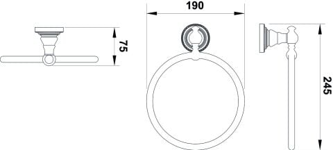 Häfele CALISTO - Halka Havluluk 190 mm 245 mm Bronz 580.69.511