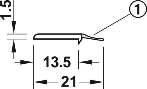 Häfele Kapatma şeridi Sızdırmazlık profili 2,500 mm Similar to RAL 8019 239.91.105