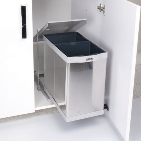 Hafele CLEVER D Çöp Kutusu Paslanmaz Çelik 14+14l 35cm