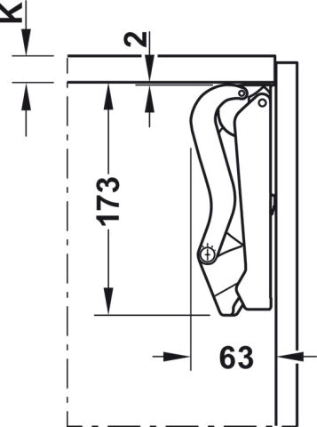 Häfele Free space 1.11 - Kalkar kapak makası 225–650 mm ≤19,1 kg, örnek ölçüm 372.27.504
