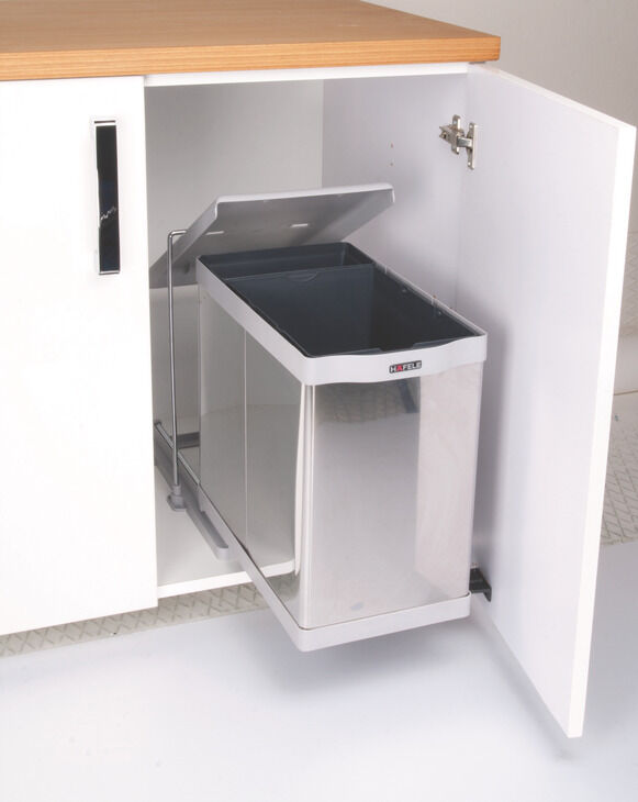 Häfele CLEVER Otomatik açma kollu çöp kutusu 20+1litre 278x445x430 mm Paslanmaz çelik 503.19.562