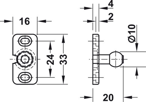 Häfele Yay Çıt çıtı vidalanarak montaj - 57x16x40 mm Siyah 245.50.301