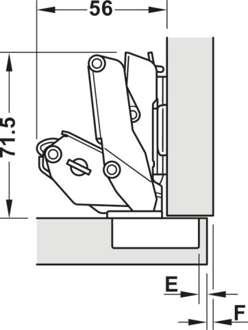 Hafele M310 Geniş açılı 155° frenli düz 48/6 vd