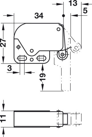Häfele Yay Çıt çıtı Mini-Latch vidalanarak montaj için 245.54.701