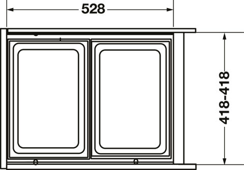 Häfele İki bölmeli çöp kutusu 2 x 38 litre Hailo 3619471 Açık gri 503.70.532