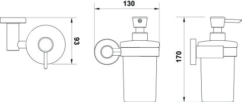 Häfele OZO - Duvara Monte Sıvı Sabunluk 130x170x93 mm 130 mm 170 mm Titanyum 580.69.851