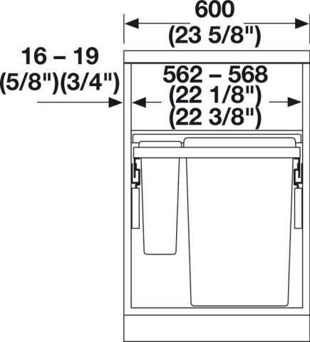 Häfele Dört kutulu çöp ayırıcı 2 x 38 1 x 12 ve 1 x 2 3619621 503.70.555