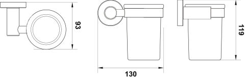 Häfele OZO - Diş Fırçalık 130x119x93 mm Titanyum Mat Duvara monte, 580.69.860