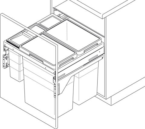 Häfele Dört kutulu çöp ayırıcı 2 x 38 1 x 12 ve 1 x 2 3619621 503.70.555