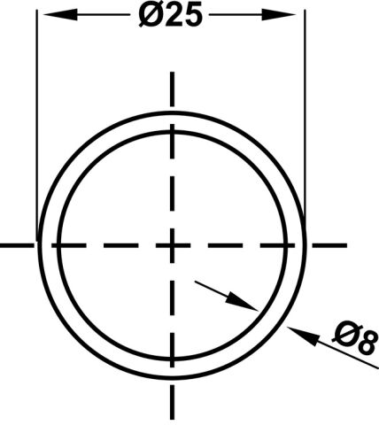 Häfele ROUND Askı Borusu Parlak Krom Çelik 0 8x30x15 25 mm 3,000 mm Krom Renkli krom 801.61.213