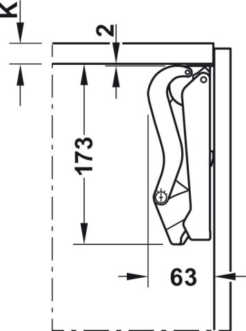 Häfele Free space 1.8 push Kalkar kapak makası kolsuz C pto 225–650 mm 372.27.706