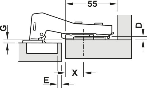 Hafele M310 Menteşe sabit kapak frensiz 48/6 vd