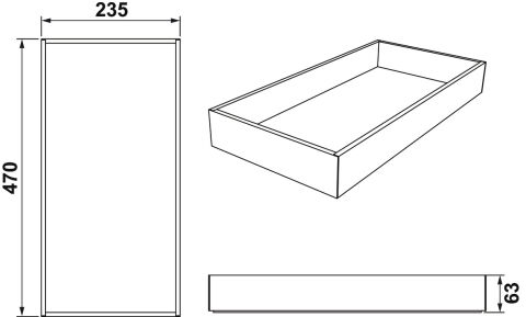 Häfele LEGRO - Ahşap Tepsi 235x63x470 mm Koyu meşe 550.32.421