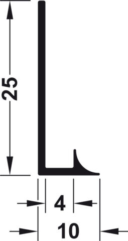 Häfele Alu Splash® Tezgah profili alüminyum - 3,050 mm Antrasit Renkli 564.53.539
