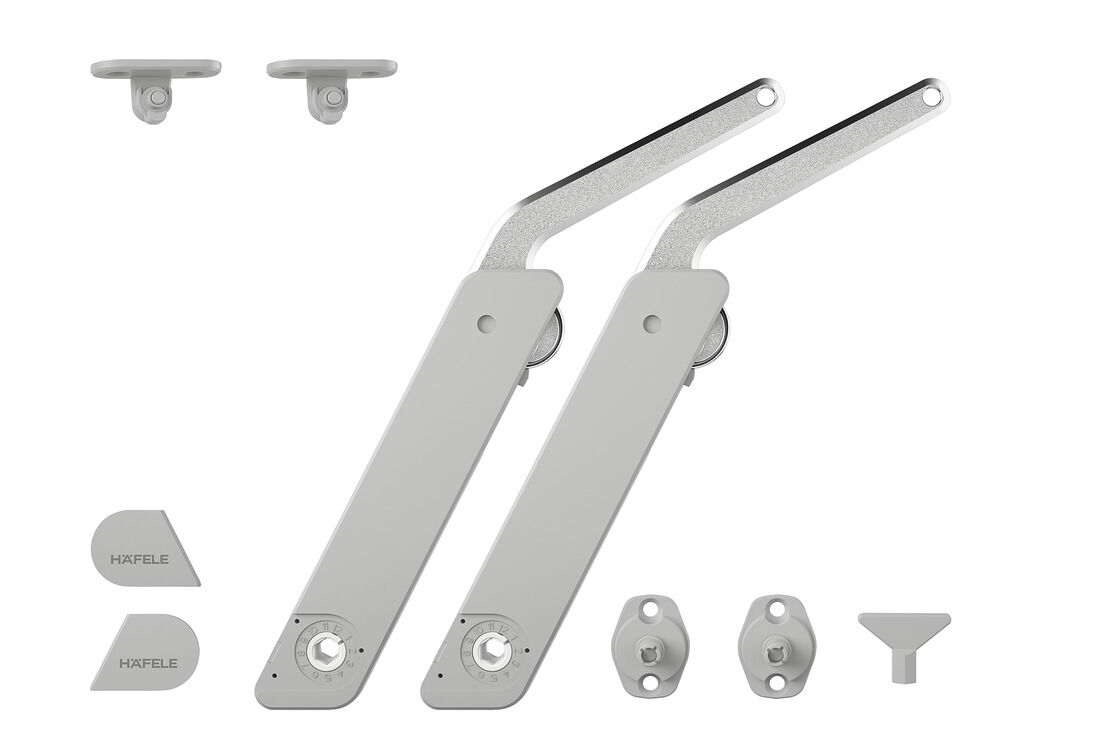 Häfele Free kapak H 1.5 – metal Kalkar kapak makası C 275–600 mm ≤21,8 kg iki taraflı 372.28.520