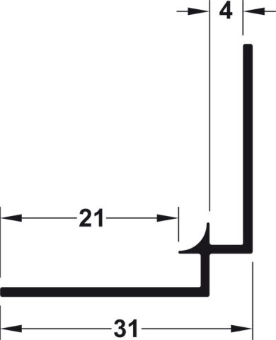 Häfele Alu Splash® İç Köşe Profili alüminyum - 610 mm Antrasit Renkli 564.53.831