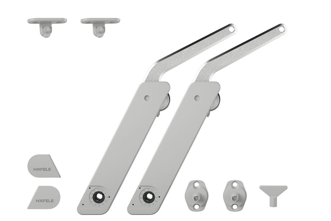 Häfele Free kapak H 1.5 – metal Kalkar kapak makası D 275–600 mm ≤21,8 kg iki taraflı 372.28.530