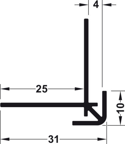 Häfele Alu Splash® Dış Köşe Profili alüminyum 610 mm Antrasit Renkli 564.53.931