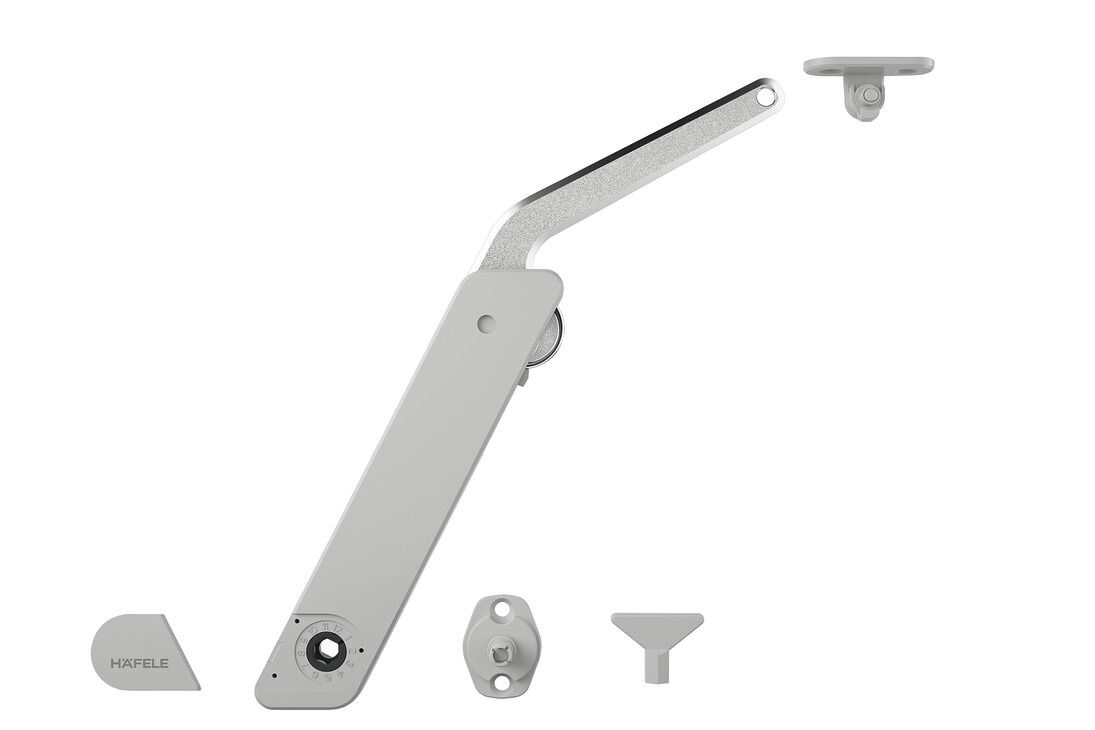 Häfele Free kapak H 1.5 – metal Kalkar kapak makası D 275–600 mm ≤10,9 kg Gri sol 372.28.631