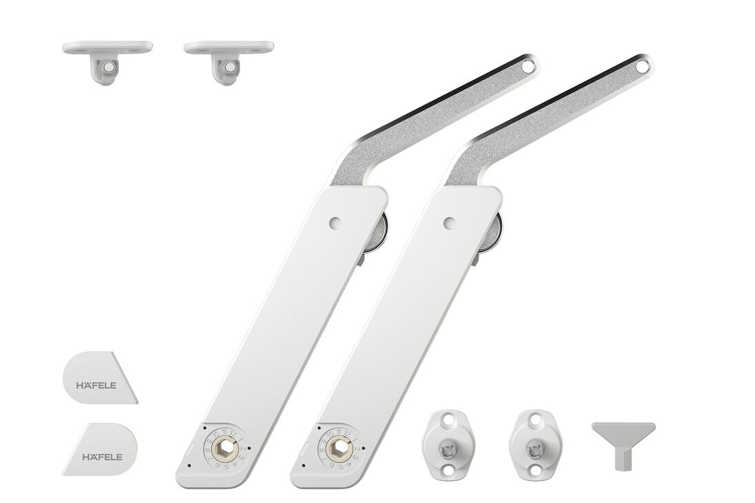 Häfele Free kapak H 1.5 – metal Kalkar kapak makası B 275–600 mm ≤21,8 kg iki taraflı 372.28.710