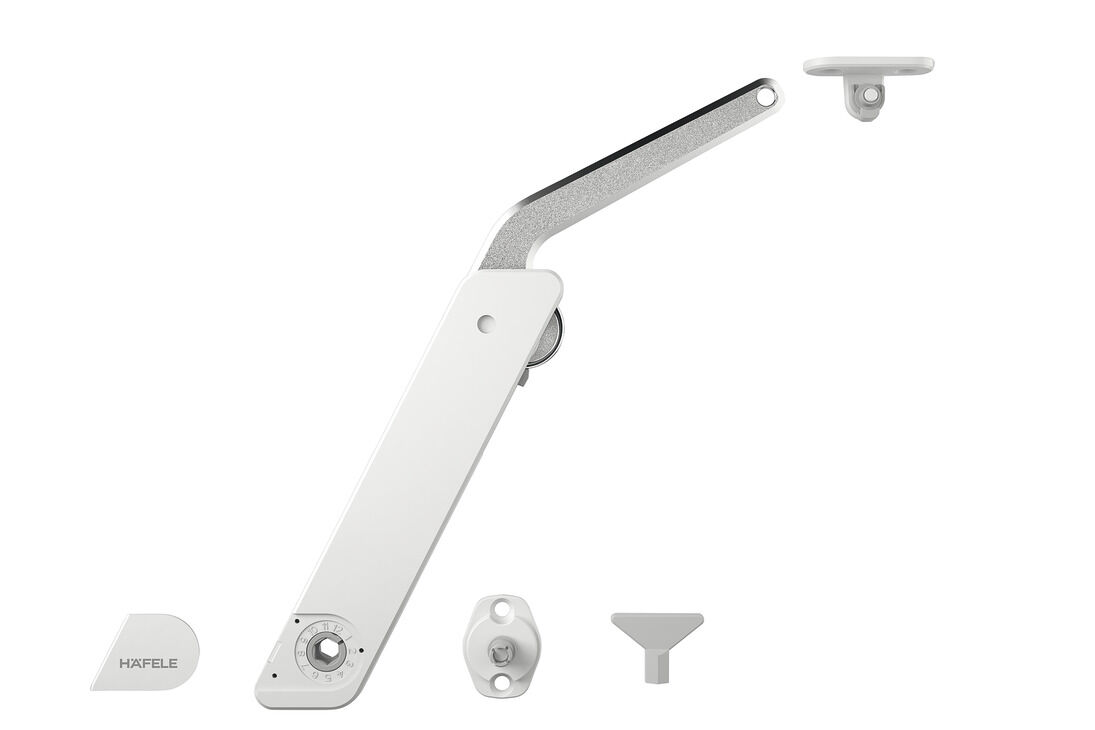 Häfele Free kapak H 1.5 – metal Kalkar kapak makası 275–600 mm ≤10,9 kg Beyaz sağ 372.28.800