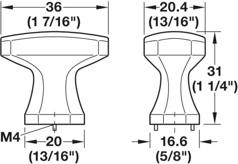 Düğme kulp, Zamak, Hafele Deco H2185 - 106.70.171