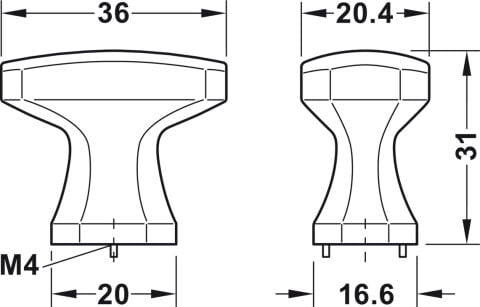 Düğme kulp, Zamak, Hafele Deco H2185 - 106.70.172