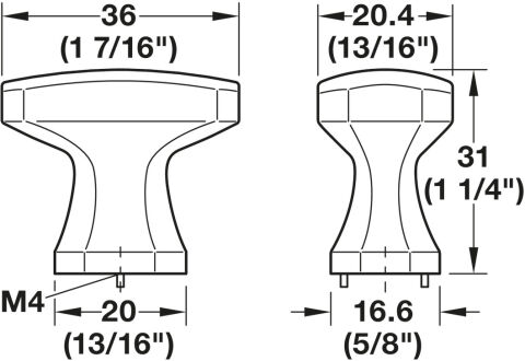 Düğme kulp, Zamak, Hafele Deco H2185 - 106.70.172